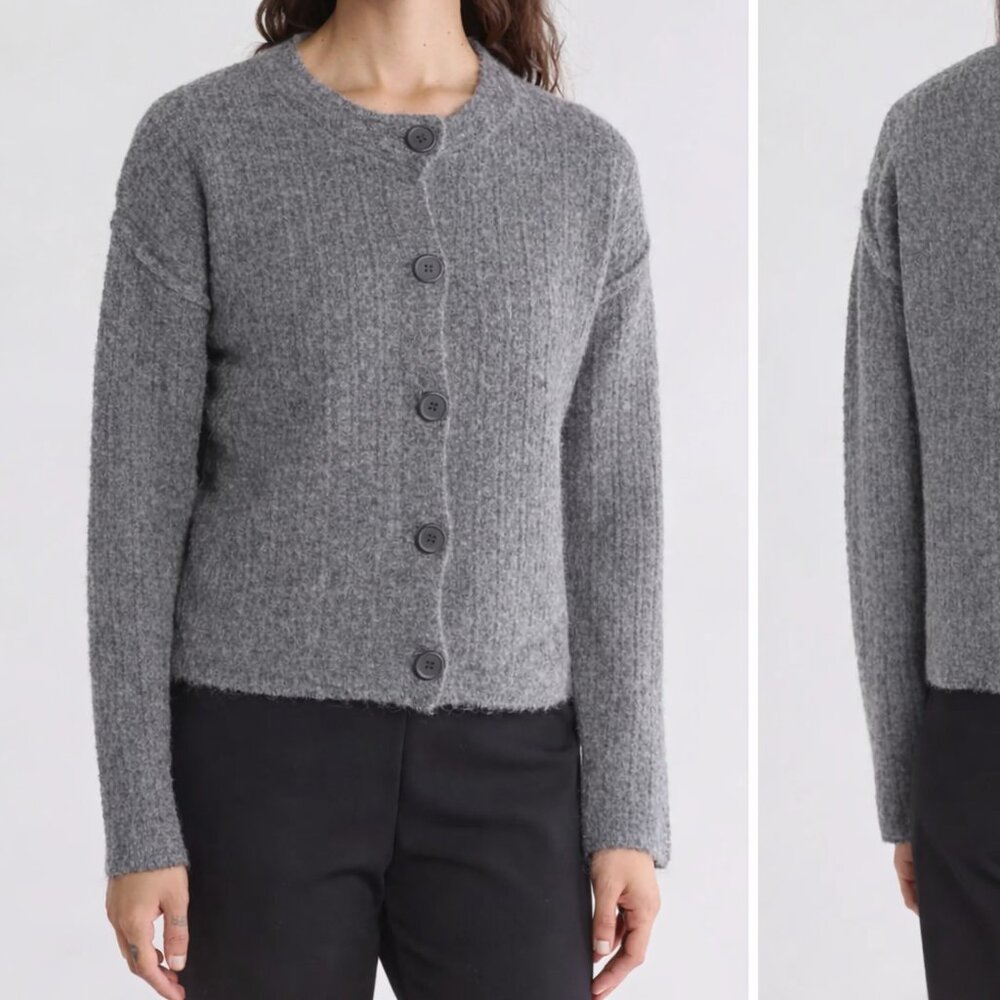 Waffle Knit Cardigan in Heather Gray by MAX STUDIO